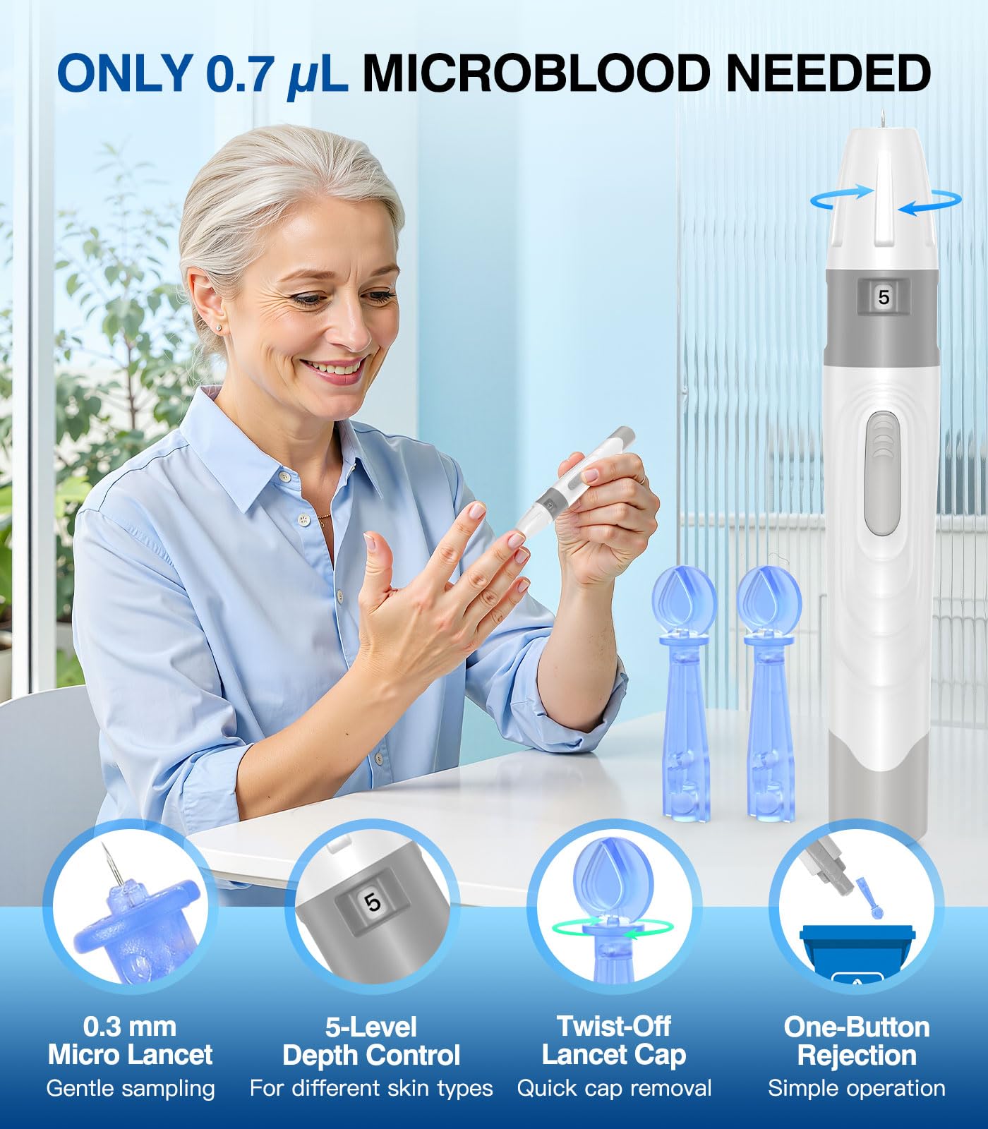 Medilax Blood Glucose Monitor Kit, 100 Test Strips & 100 Lancets Blood Sugar Testing Kit with Glucometer and Lancing Device, No Coding, 500 Storage Glucose Monitor for Home Use, Diabetes Testing