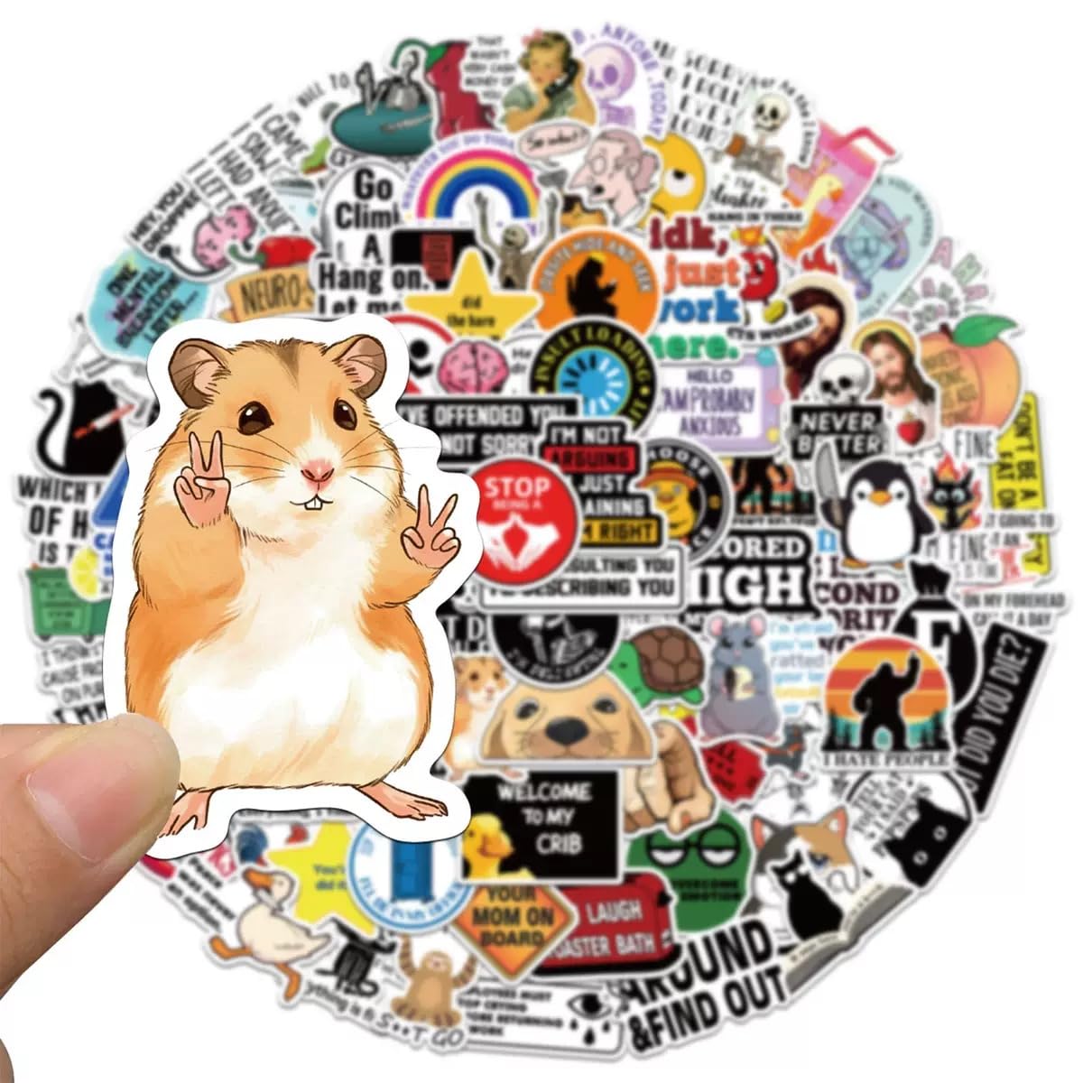 400 PCS Funny Stickers for Adults, Hilarious Meme Stickers Pack for Water Bottles, Laptops, Scrapbook, Hard Hats – Waterproof Vinyl Adult Humor Sticker