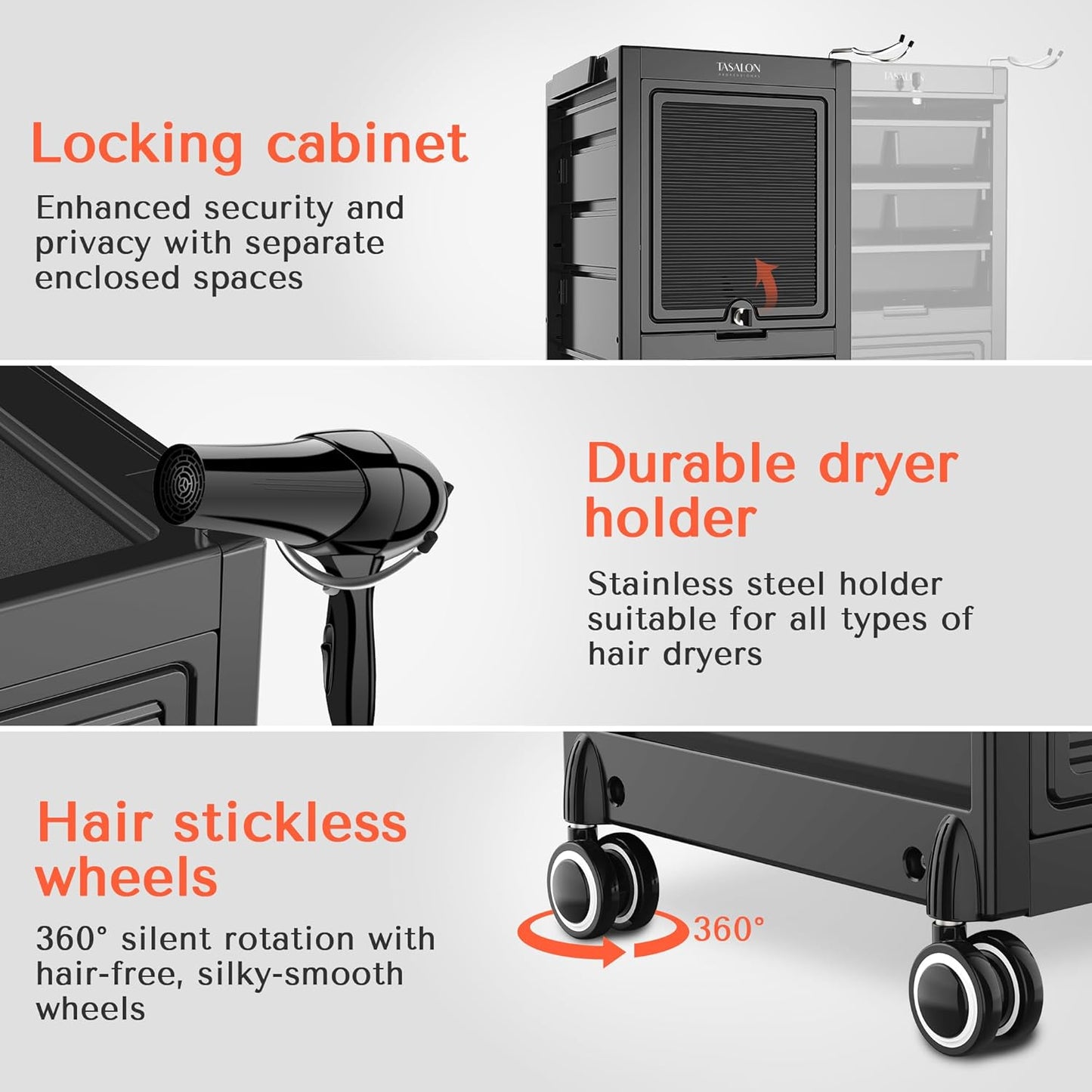 Lockable Salon Trolley Cart - Rolling Hair Stylist Storage with 6 Drawers & 2 Buckets | Versatile Multi-Use Design