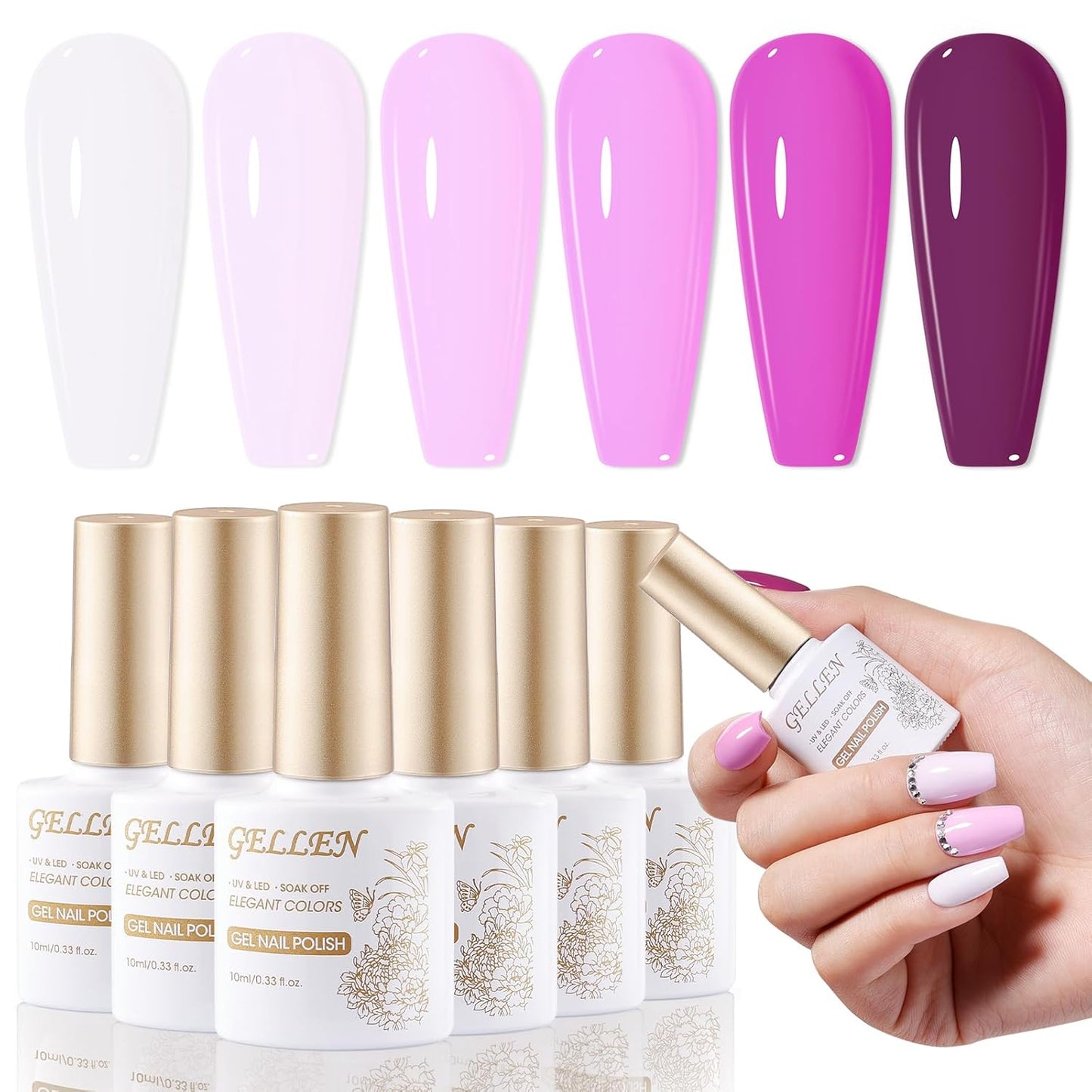Teal Green Blue Gel Nail Polish - 6-Color Semi-Permanent Formula | No Wipe, Glossy Finish, HEMA & TPO Free