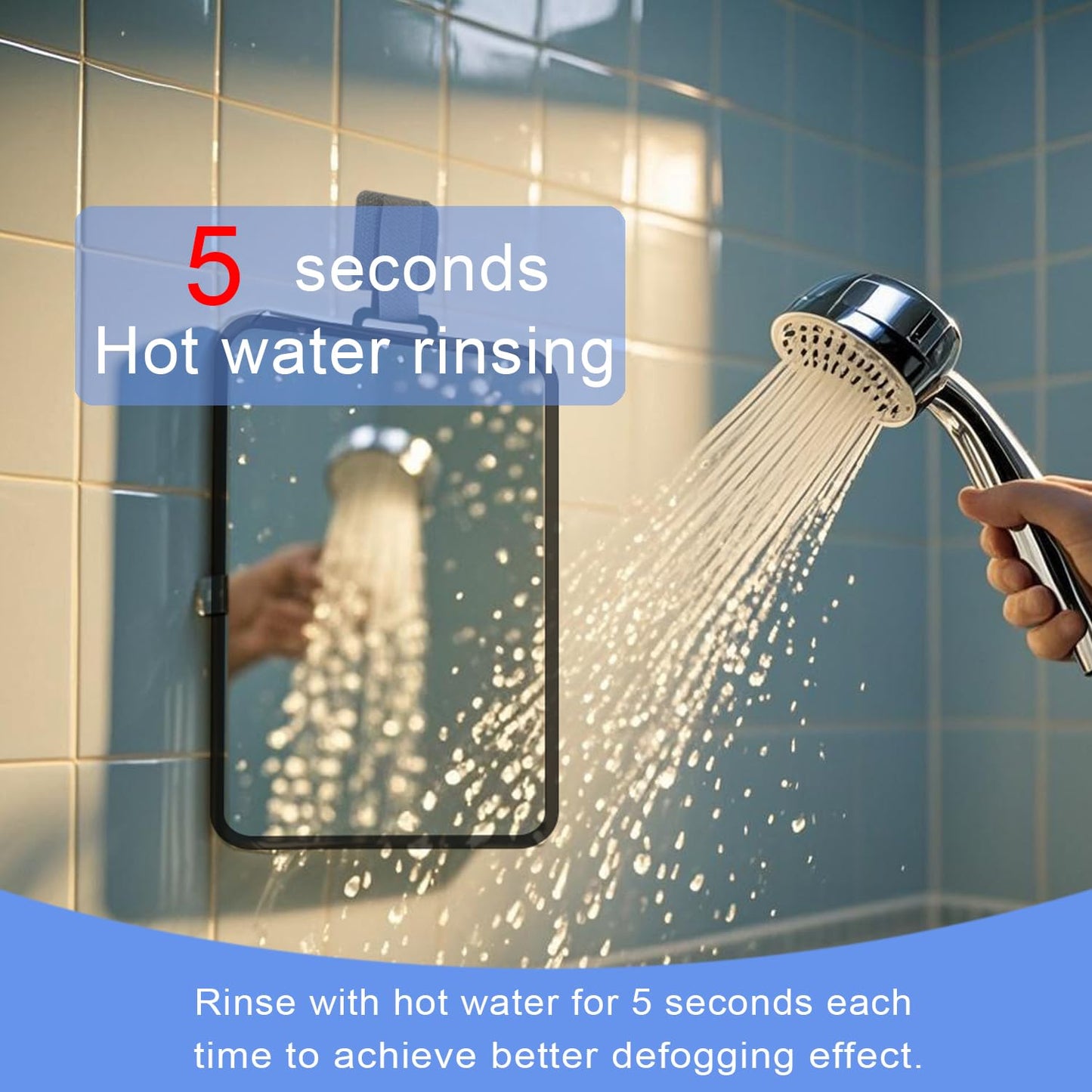 ZELIEVE Shower Mirror Fogless for Shaving Men Fog Free Anti Fog Bathroom No Fog Proof Anti-Fog Hanging Shatterproof RV (9” x 7” Z152)