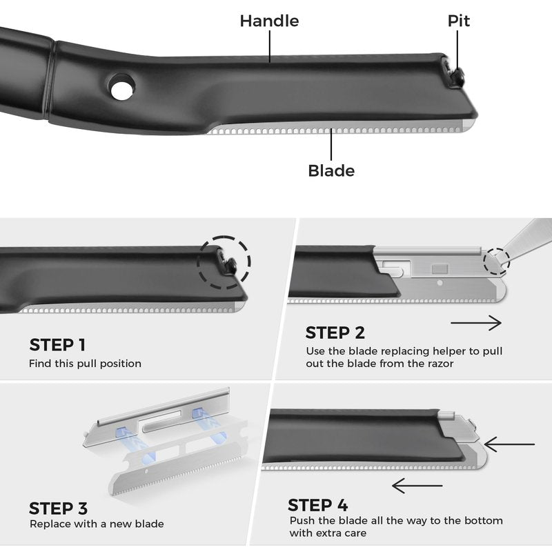 ZOMCHI Reusable Metal Dermaplane Tool Refills, Set of 10 Replacement Blades (Micro Distance), Dermaplaning Razor Refills, Plastic Free Eyebrow Razor Blades