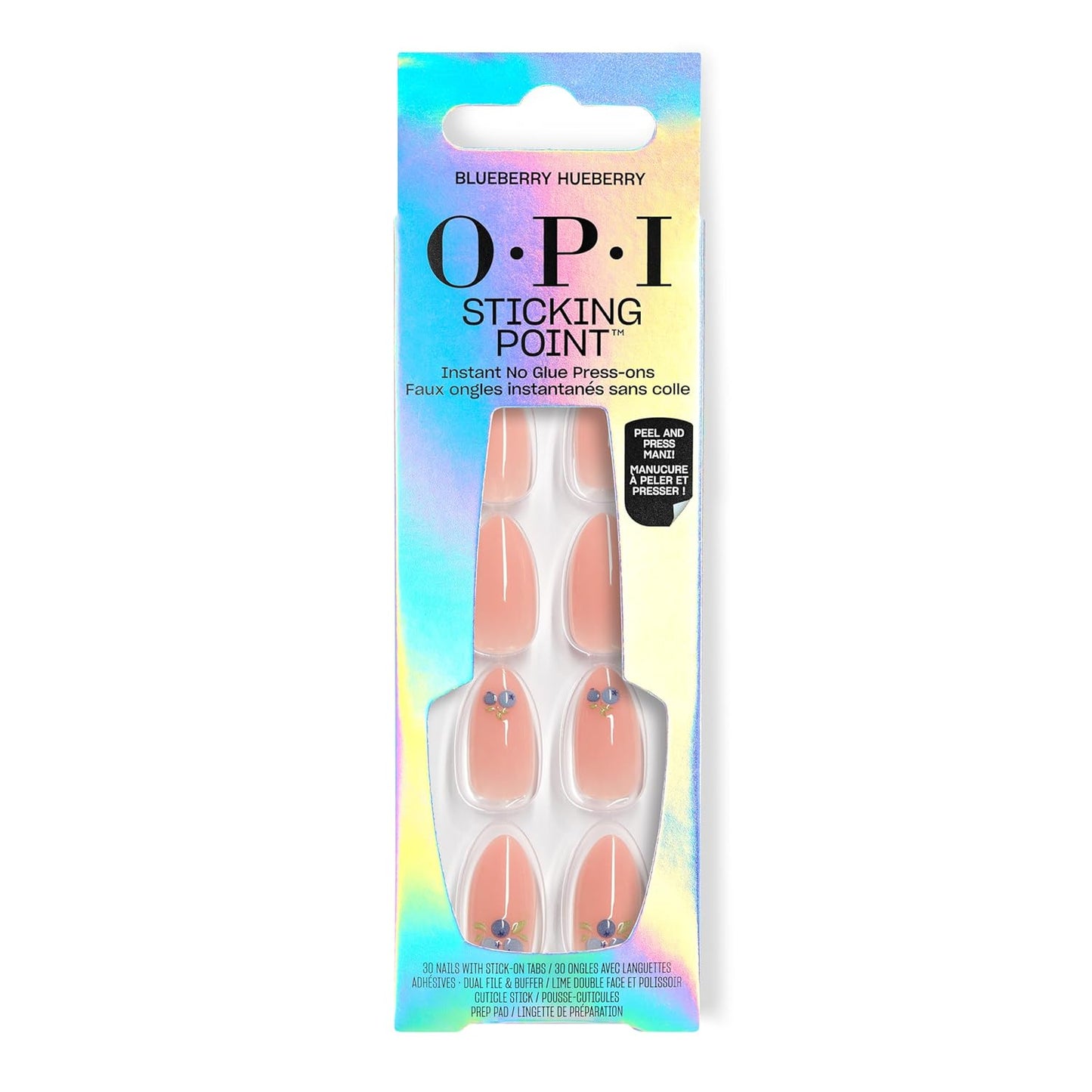 OPI Press On Nails - Instant No Glue Application | 30 Count with Adhesive Tabs - Short Round, Almond, Squoval Styles