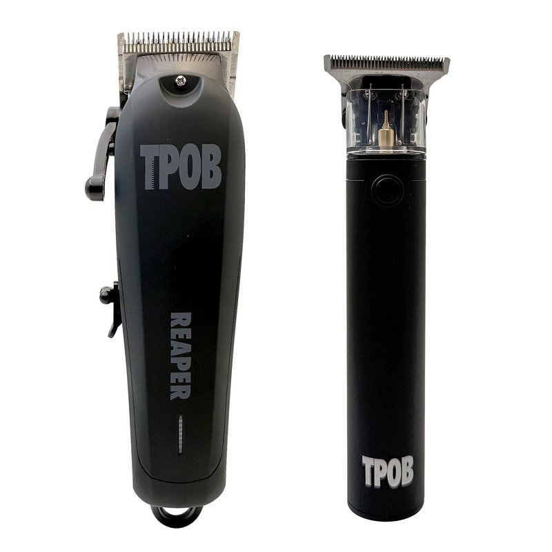 TPOB Slime 2 Ghost Black Clipper Trimmer Set Barber Hair Clippers for Men 6800 RPM with Rubber Case (Black)