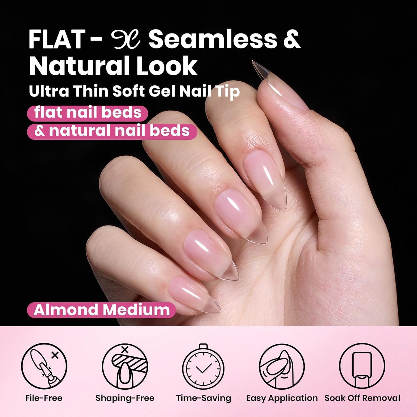 Beetles Medium Almond Nail Tips - 320 Pcs Pre-Etched Half-Matte Full Cover | Easy DIY Nail Extensions for Women
