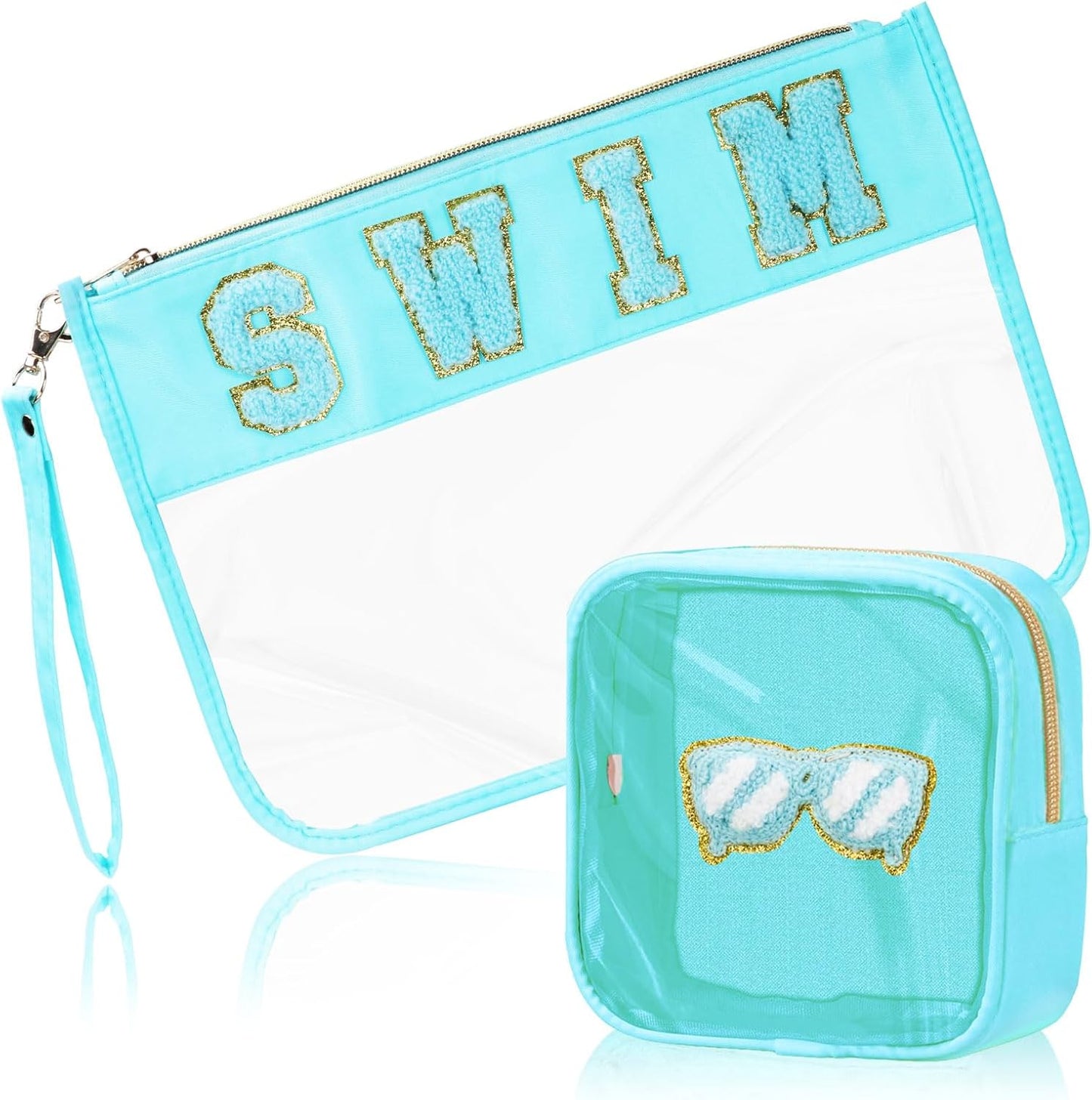 Softball Gifts Makeup Bag - 2 Pcs Clear PVC Organizer Pouch | Waterproof Travel Toiletry Bag for Women