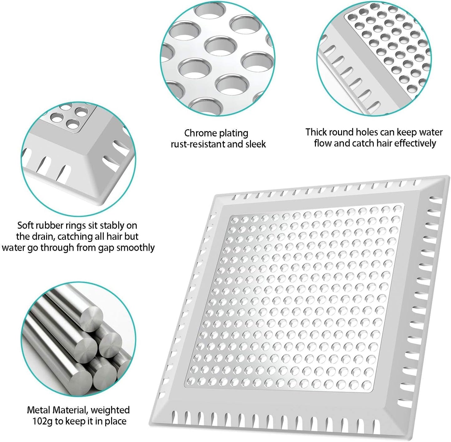 Aojuxix Hair Catcher/Drain Strainer/Shower Drain Cover for Bathroom Floor Drain, Stainless Steel and Silicone (Patented Product)