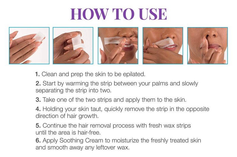 Clean + Easy Pre-Waxed Facial Wax Strips – Ready-to-Use Hair Removal Wax Strips for Face, Upper Lip & Brows, 12 Count