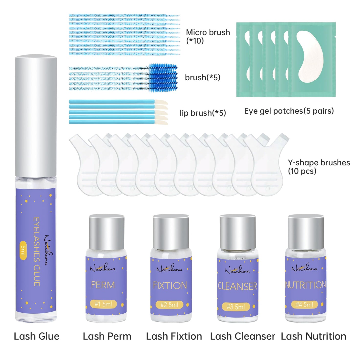 NATUHANA Lash Lift Kit and Eyebrow Lamination Kit,Instant Eyelash Curling Lash Extension Set,Semi-Permanent Eyelash Curling Perming,Suitable for Beginner,Professional,DIY Home or Salon