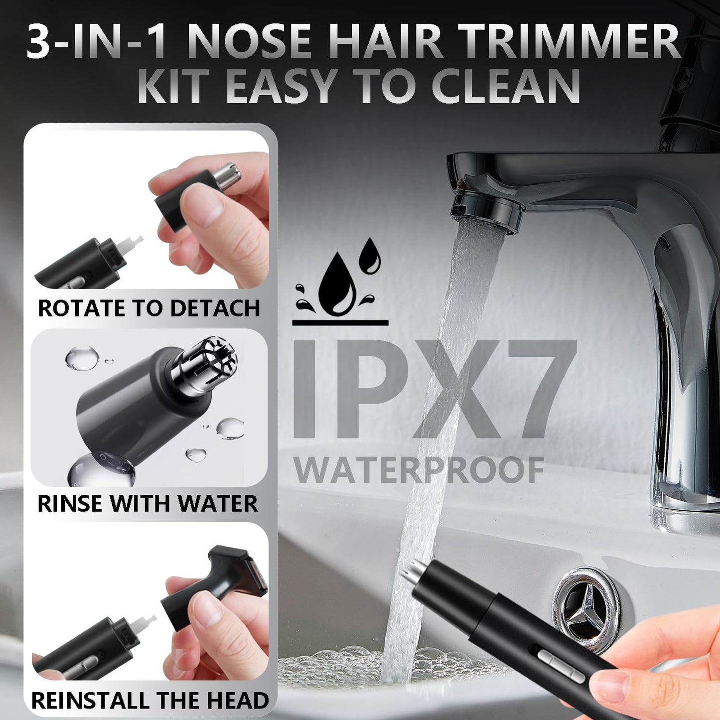 Dust2Oasis Nose Hair Trimmer for Men Women-2026 All-in-1 Professional Use for Nose Ear Hair Trimmers Clipper Pro-14,000RPM Motor,2 hrs Rechargeable Hair Trimmer Set with Dual Edge Blades,Black