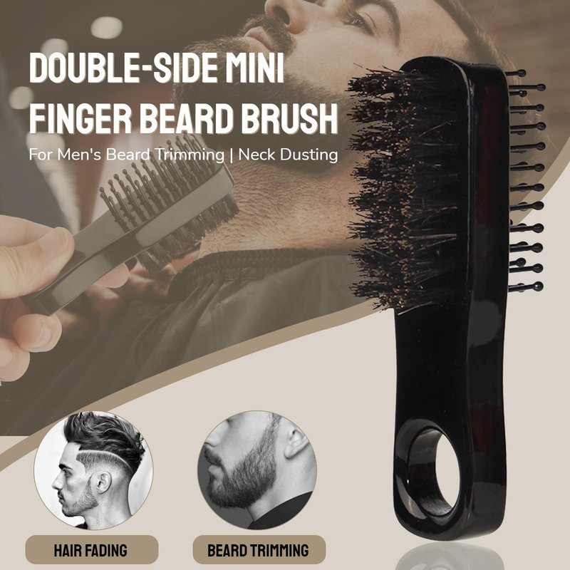2Pcs Mini Barber Fade Brush for Men - Double Sided Hair Brush with Natural Boar Bristles & Nylon Teeth, Wooden Handle Beard & Hair Styling Tool for Cleaning Loose Hair, Scalp Massage & Grooming