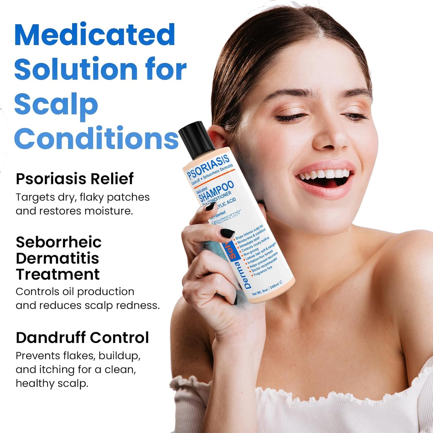 Dermasolve Psoriasis Shampoo & Conditioner - Naturally Heals Itchy, Flaky Skin | 8 oz