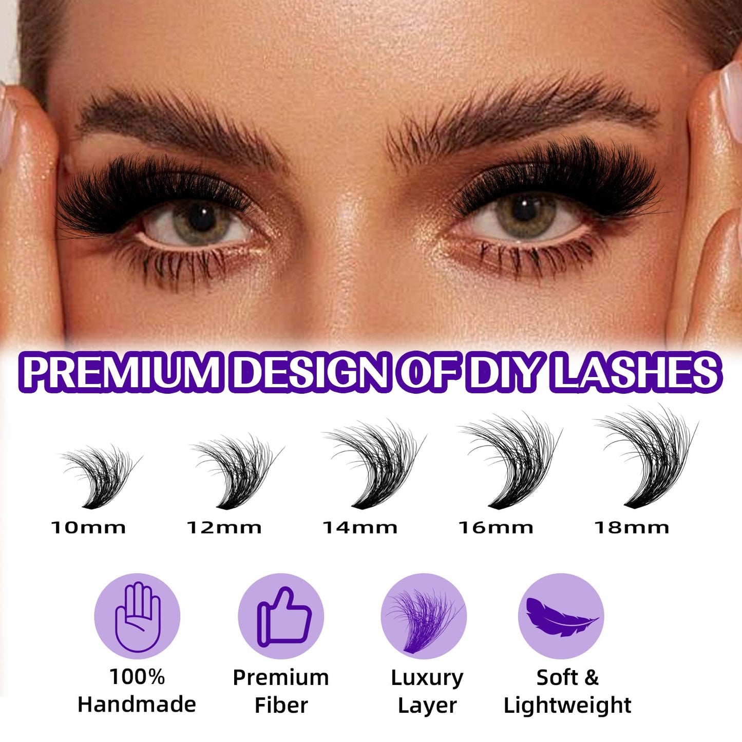 B&Qaugen Lash Clusters 3D Thick Eyelash Clusters 280pcs Cluster Eyelash Extensions 10-18mm 70D+90D Wispy Individual Lashes Volume Lash Clusters DIY Lash Extensions at Home (70D+90D-MIX10-18mm)