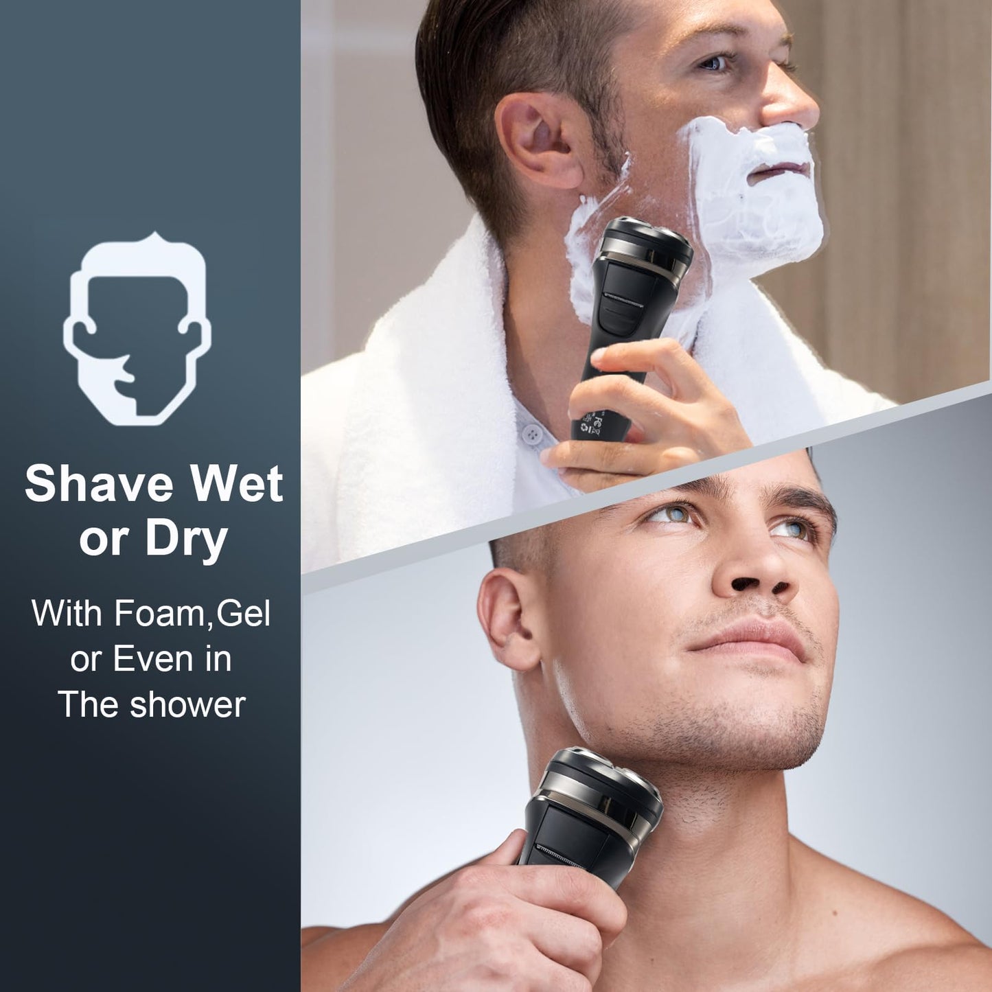 Electric Razor for Men with Pop-Up Trimmer, Rechargeable Cordless Electric Shaver, IPX6 Waterproof Wet Dry, USB-C Fast Charging