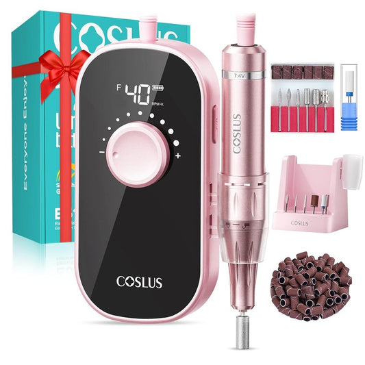 Electric Nail Drill - Rechargeable 40000RPM E-File for Manicure & Gel Removal | Pink, Easy to Use for Home & Salon