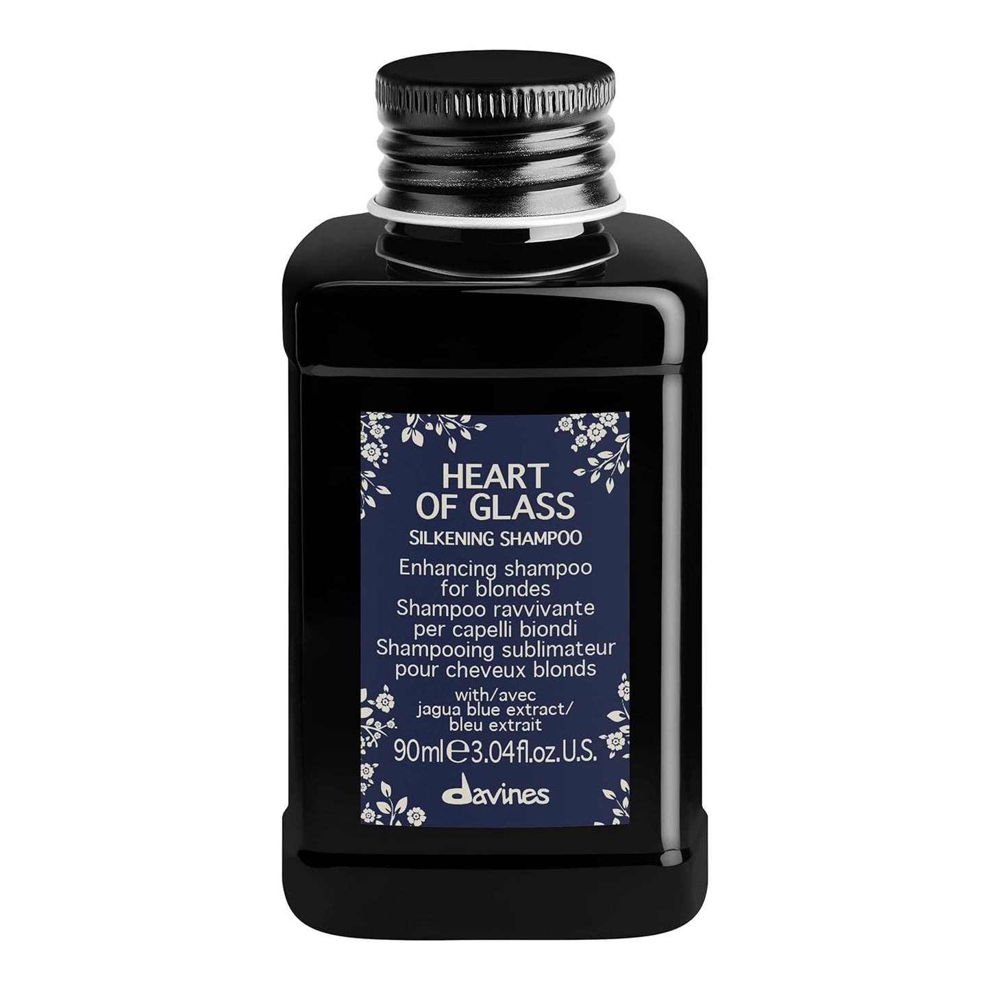 Davines Heart of Glass Shampoo - Enhancing Blue Shampoo for Blonde & Silver Hair | Gentle Cleanser with Jagua Blue Extract