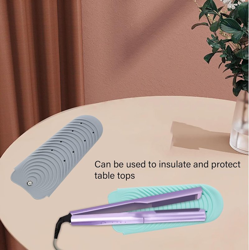 Heat Resistant Silicone Mat - Portable Curling Iron & Flat Iron Holder | Travel Case, Blue