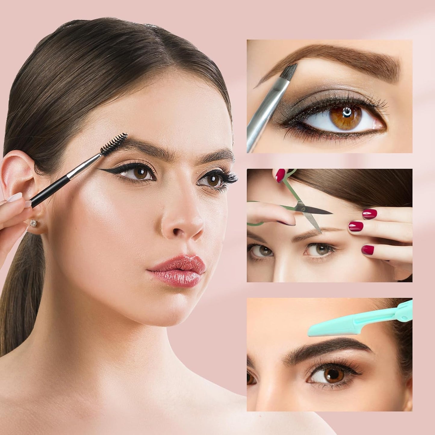 7-Piece Eyebrow Tweezers Kit - Precision Plucker Set with Scissors, Razor & Spoolie for Facial Hair Removal | Ideal for Brows, Chin & Ingrown Hair