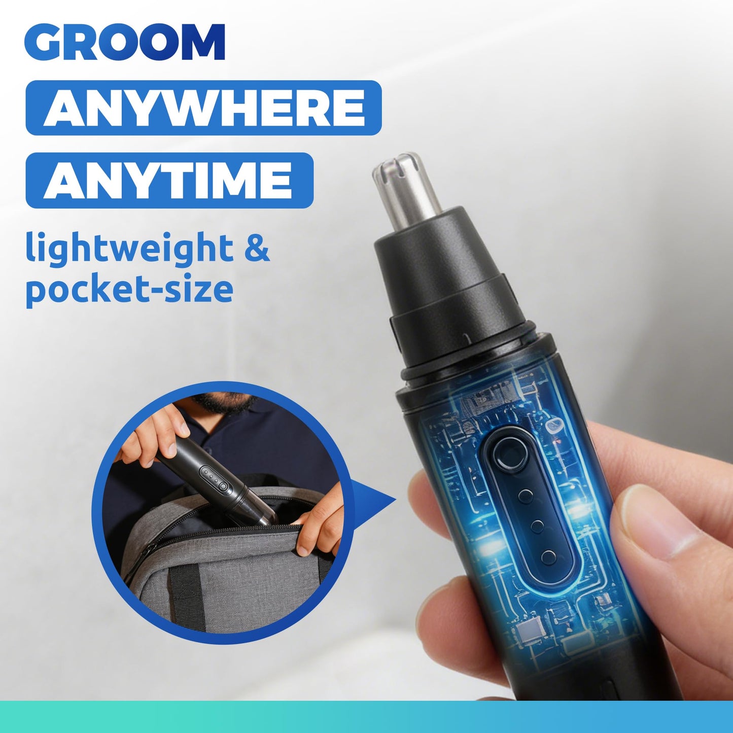 Lysandra Nose Hair Trimmer for Men: Painless Ear Hair Trimmer with 5 Month Battery Life – Electric Nose Hair Remover Featuring an Easy to Clean Detachable Head, Black