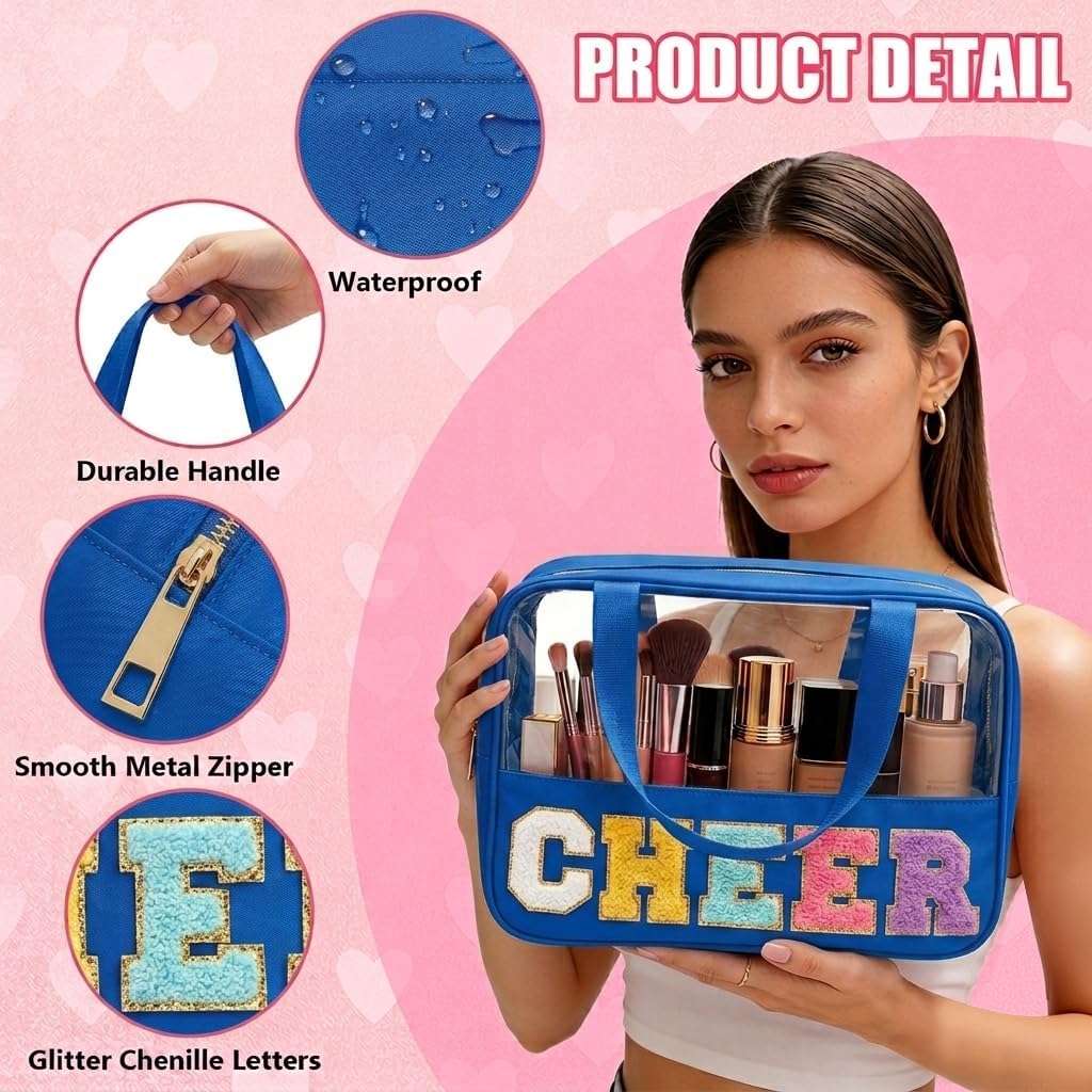 Cheer Makeup Bag - Waterproof Nylon Cosmetic Organizer with Handle | Perfect Cheerleader Gift for Team