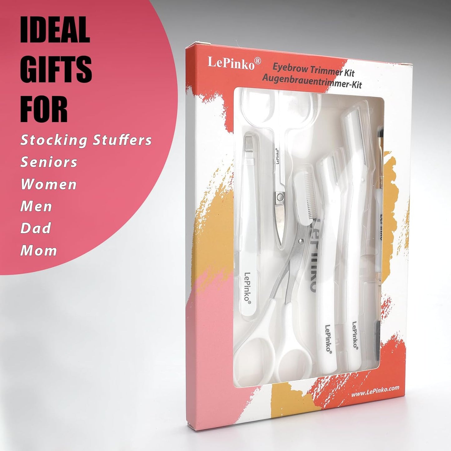 Eyebrow Trimmer Kit - 7-in-1 Grooming Set with Scissors, Tweezers & Razor | Perfect Gift for Men & Women - White