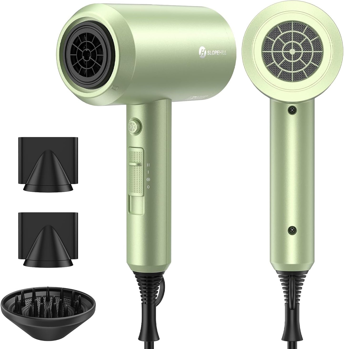 Ionic Hair Dryer - Powerful 1800W Fast Drying with Low Noise | 2 Concentrator Nozzles & 1 Diffuser - Agate Red