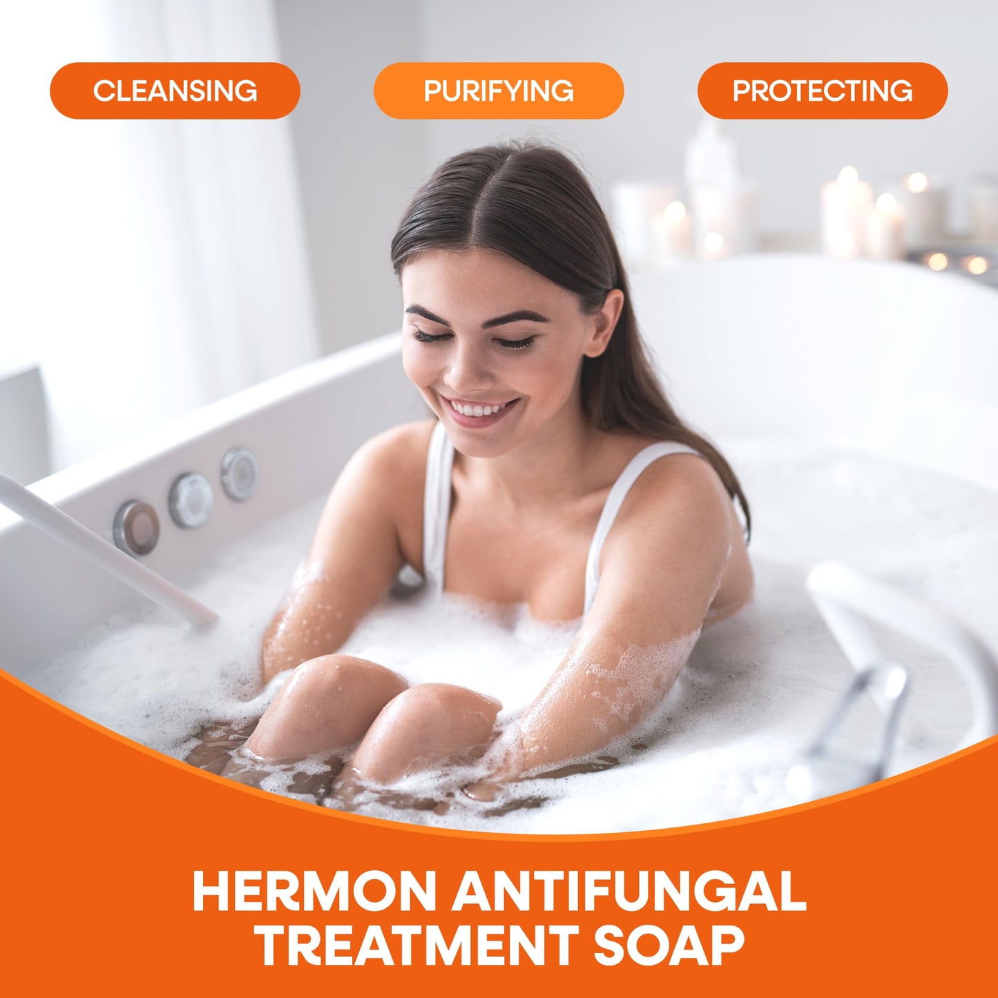 Hermon Antifungal Soap Bar: Antifungal Soap Treatment for Ringworm, Jock Itch & Athlete’s Foot with Tea Tree Oil – Medicated Odor-Neutralizing Persimmon Soap for Persistent Body & Aging Odor, 2Bars