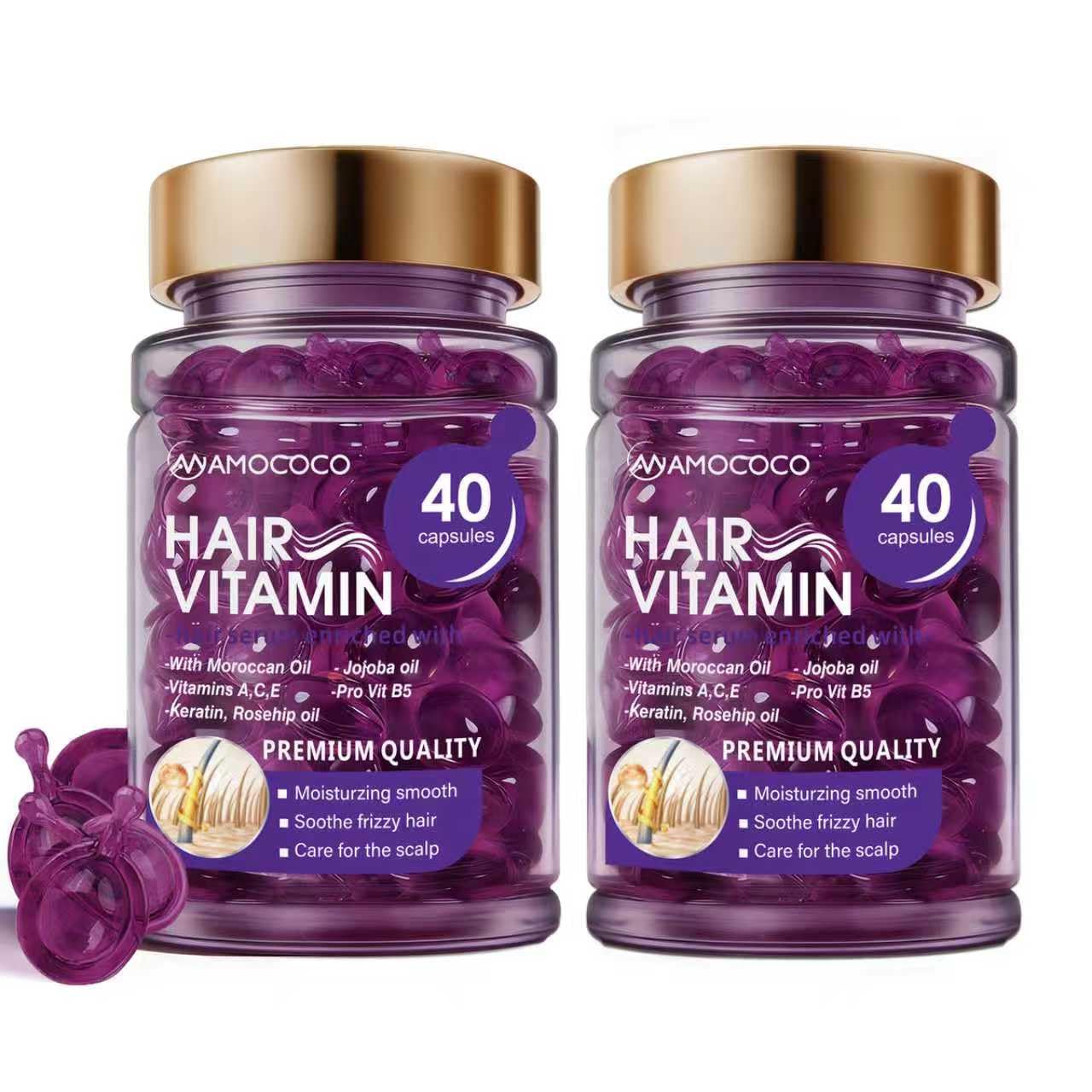 Nourishing Hair Oil Capsules - Keratin, Argan & Jojoba Oil | 40 Count for Frizz Control & Softness