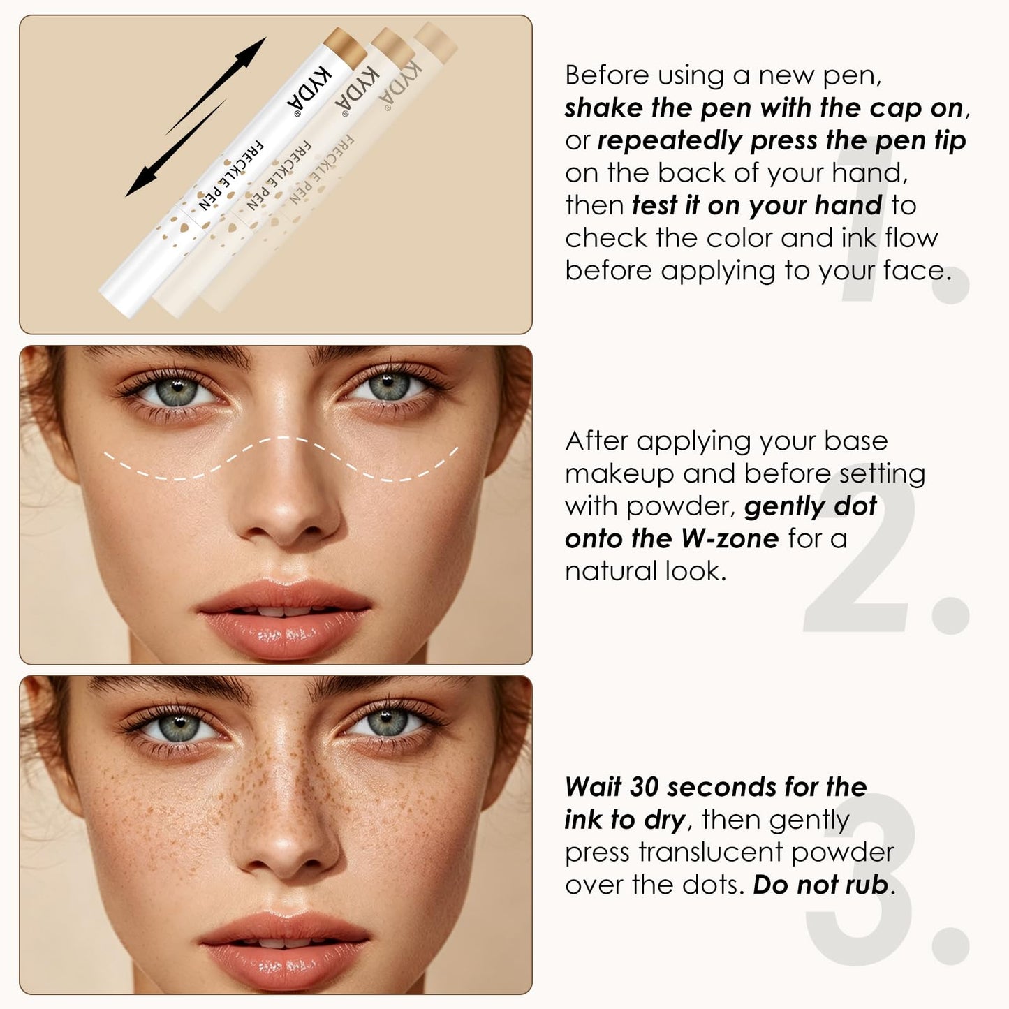 KYDA 2 Colors Freckle Pen,Natural Lifelike Freckle Makeup, Waterproof Longlasting Soft Dot Sopt Pen, Sunkissed Makeup-Dark Brown&Light Brown