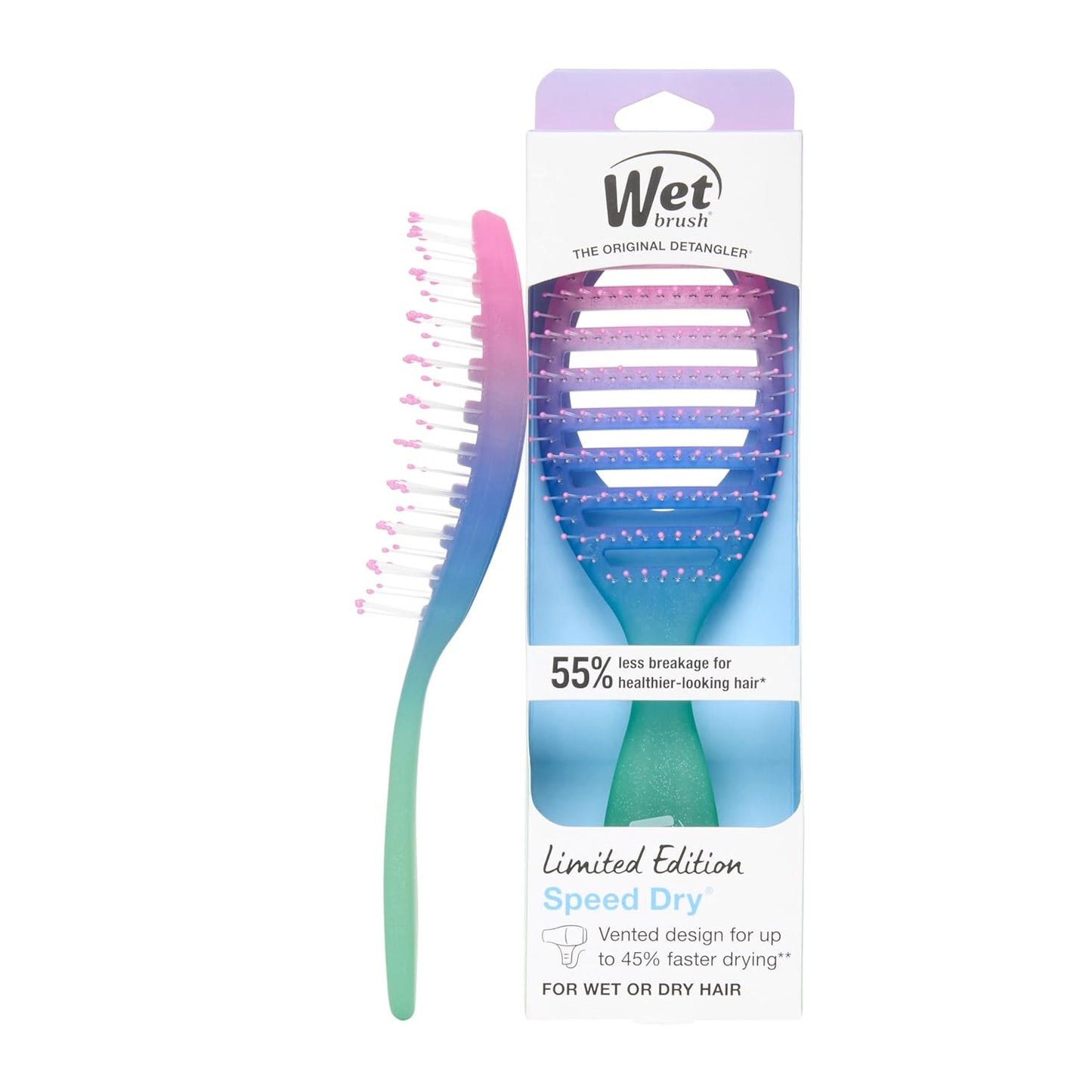 Speed Dry Hair Brush - Vented Design with Soft HeatFlex Bristles | Ergonomic Aqua Brush for Tangle-Free Blow Drying