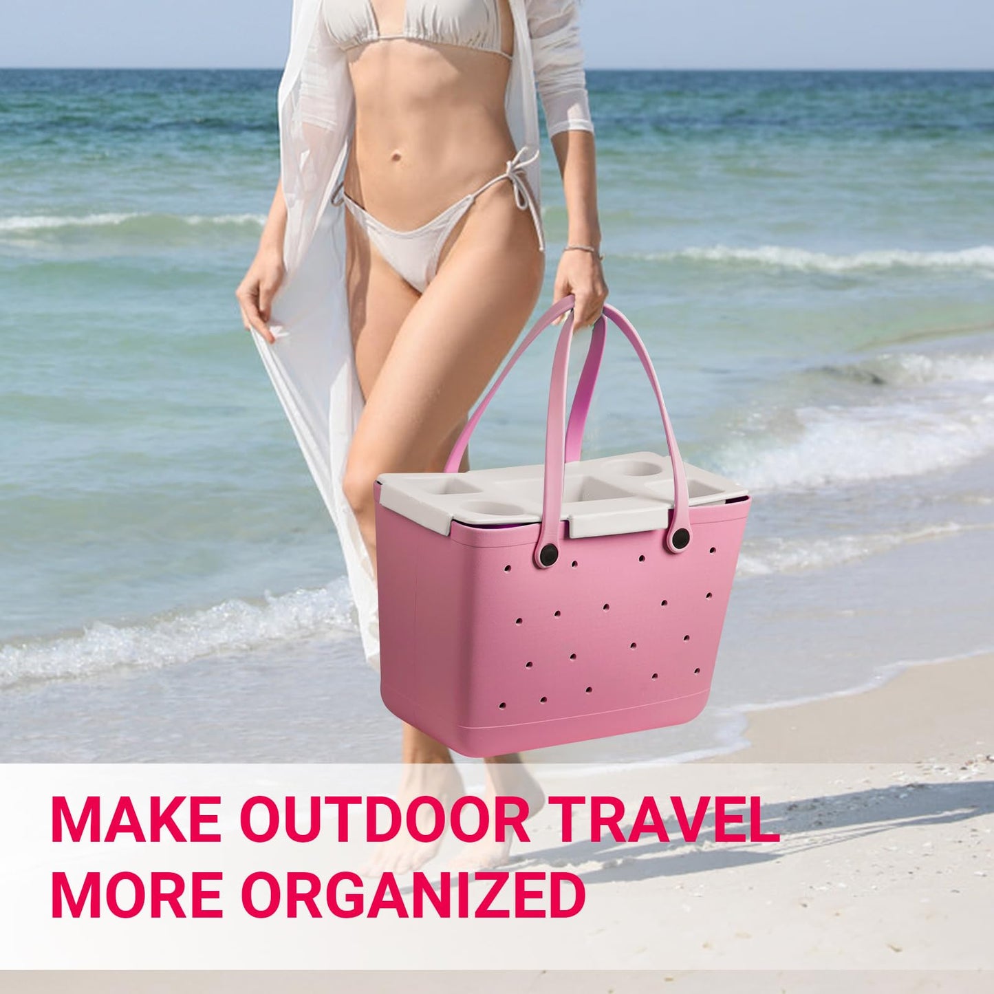 DGLOZE Topper Tray for Bogg Bag – Cup Holder & Storage Lid Compatible with Bogg Bag XL - For Stanley 30 oz 40 oz – Outdoor Beach Tray Topper Insert – Easy to Clean (White)
