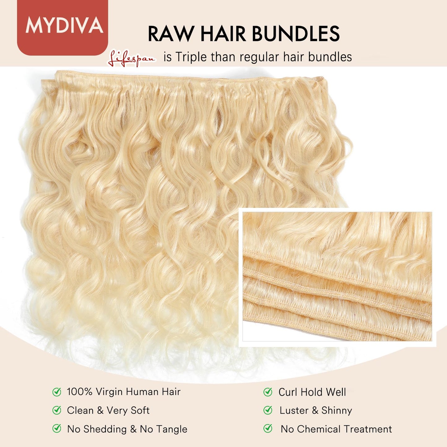 Blonde Body Wave Bundles Human Hair Dyeable 613 Sew in Quick Weave Bundles