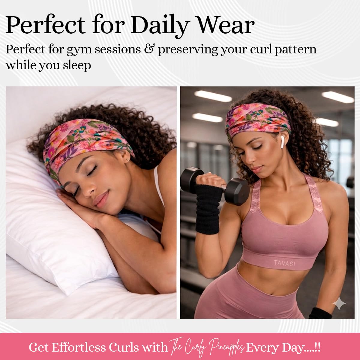 Curly Hair Headbands for Women - Stretchy Non-Slip Wide Bands | Soft Cloth Yoga Headband - Plum Blush, Adult Size