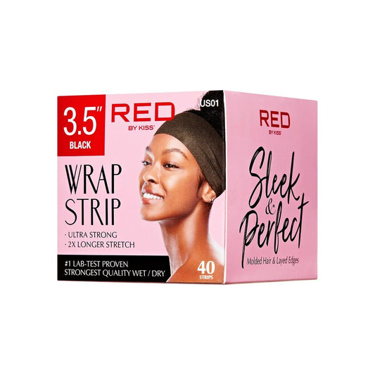 Red by Kiss Wrap Strip, Ultra Strong 2X Longer Stretch, 44 Strips Lab-Test Proven Strongest Quality for Wet/Dry Hair