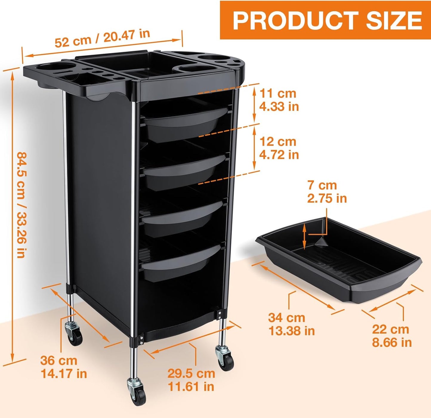 Hair Salon Storage Cart - 6-Layer Rolling Trolley with Wheels | Space-Saving Barber Station for Stylists & Beauty Professionals
