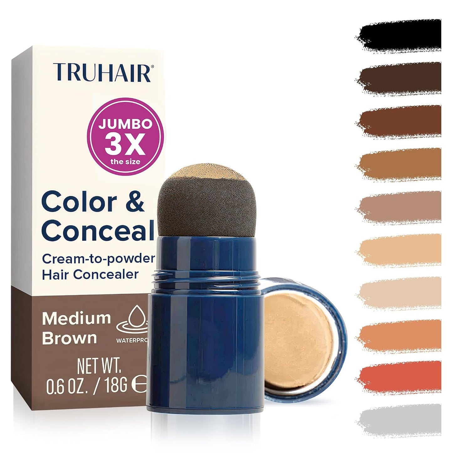 TRUHAIR Color & Conceal Waterproof Root Touch Up - Gray Coverage & Hairline Filling | Auburn Shade