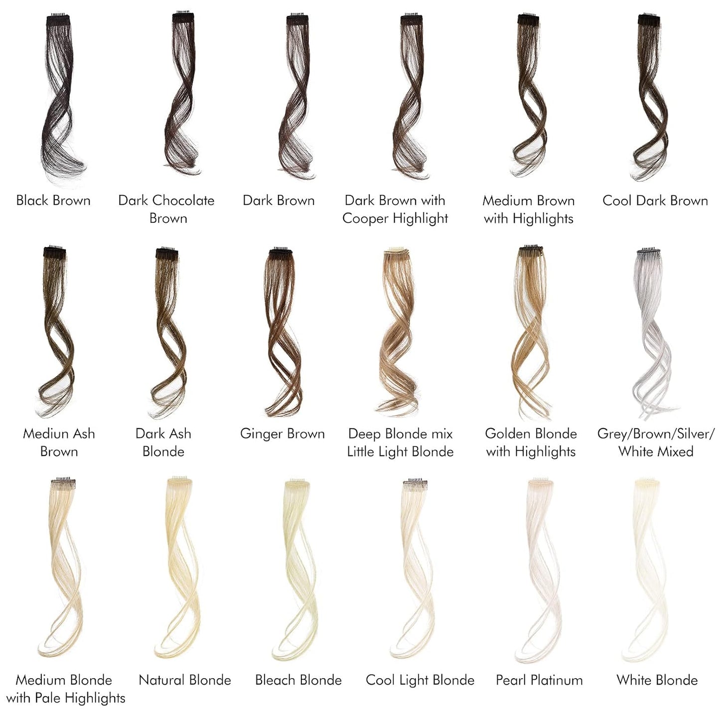 Long Side Air Bangs - Wavy Curly Clip-In Curtain Bangs for Women | 12 Inch Face-Framing Highlights in Grey/Brown/Silver/White