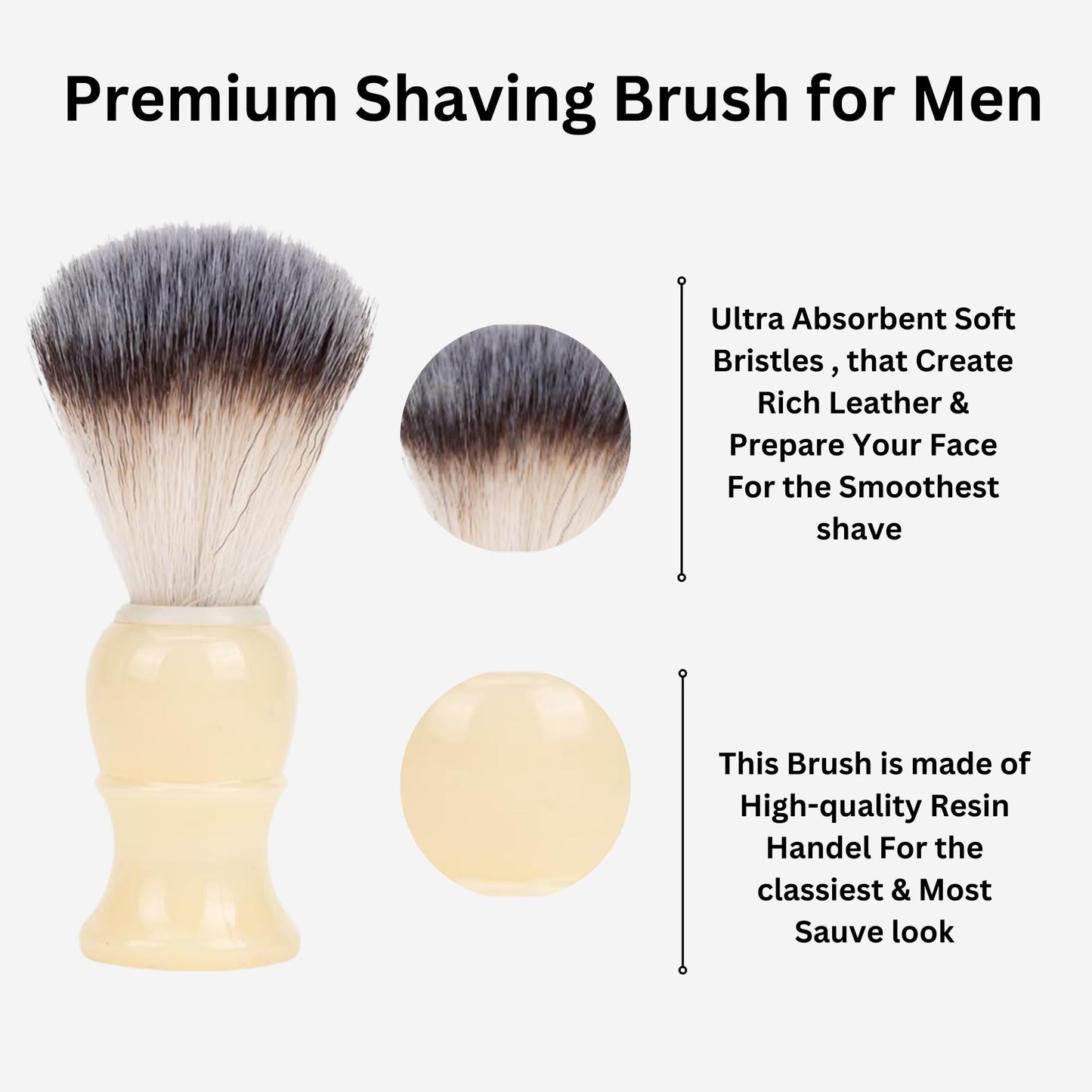 Premium Badger Shaving Brush for Men – Soft Bristles & Wood Handle | Perfect Shaving Cream Brush for Wet Shave | Luxury Gift for Men, Dad & Boyfriend, Off White