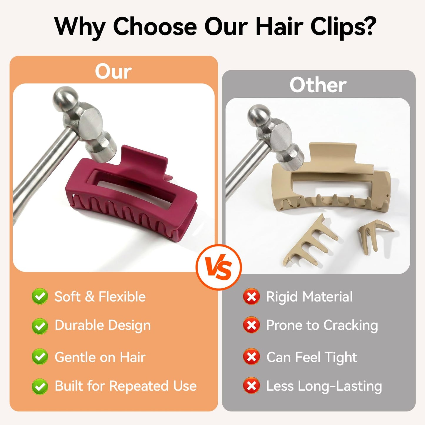 Mtiyoose 4Pcs Large Soft Matte Skin-Feel Claw Clips,4.1" Non-Slip Strong Hold,No Hard Plastic,Durable Unbreakable,Comfy Clip for Thin/Thick/Curly Hair,Lightweight All-Day Strong Hold Jaw Clip