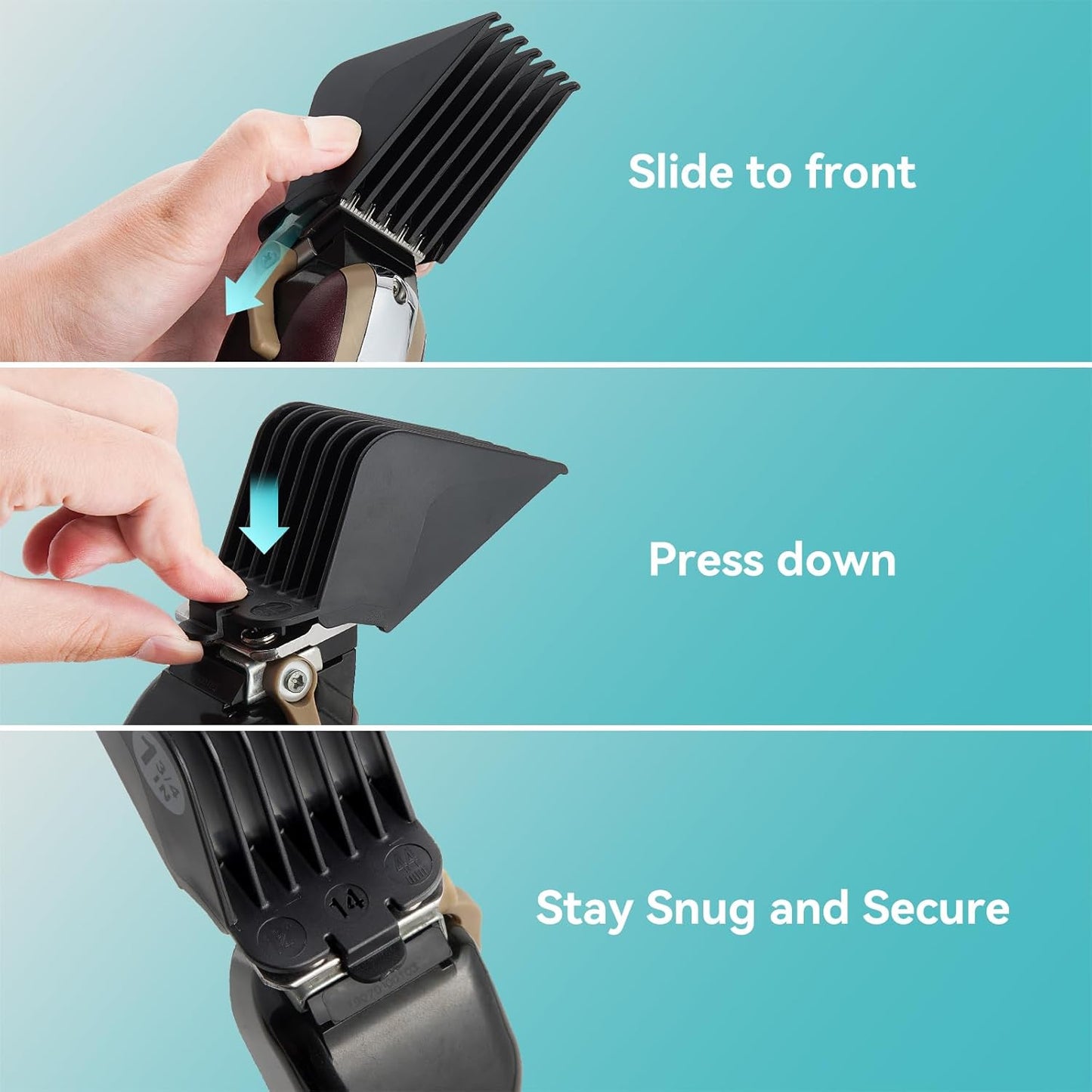 Clipper Guards Set - 10 to 20 Size Replacement Guides for Wahl Clippers | 6-Piece Black Set (1.25" to 2.5")