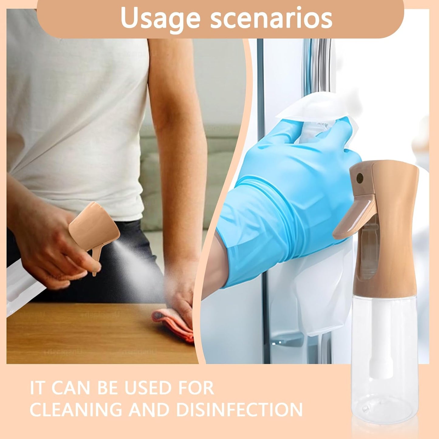 Continuous Ultra Fine Mist Spray Bottle for Hair | 200ml Leakproof 360° Multi-Spray Bottles - 2 Pack for Plants, Cleaning & Skin Care