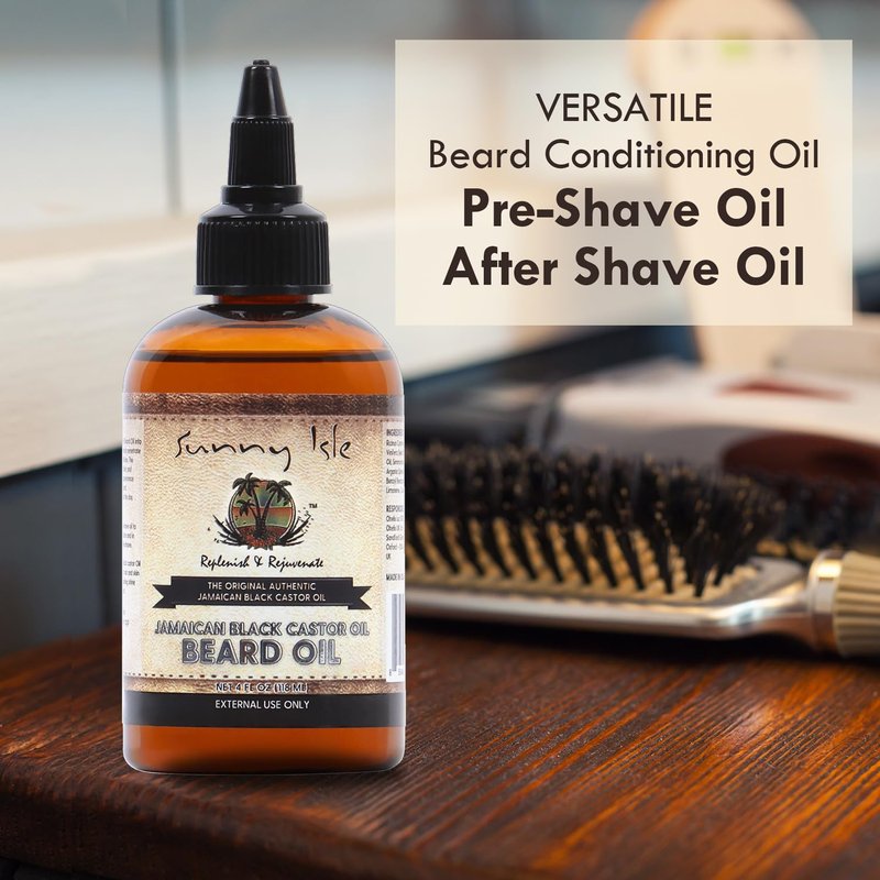 Sunny Isle JBCO 2-N-1 Hair & Beard Wash Formulated for Men 12oz with Beard Oil and Pomade 4oz Set