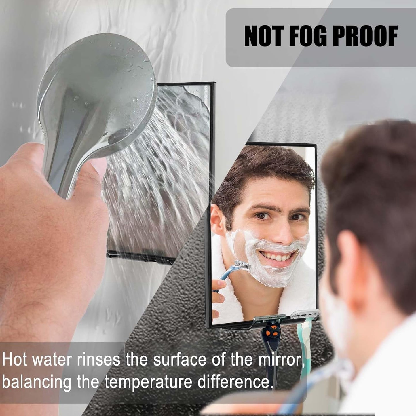 Shower Mirror for Shaving & Washing Face - 360° Adjustable with Razor Holders | Easy Install Bathroom Accessory