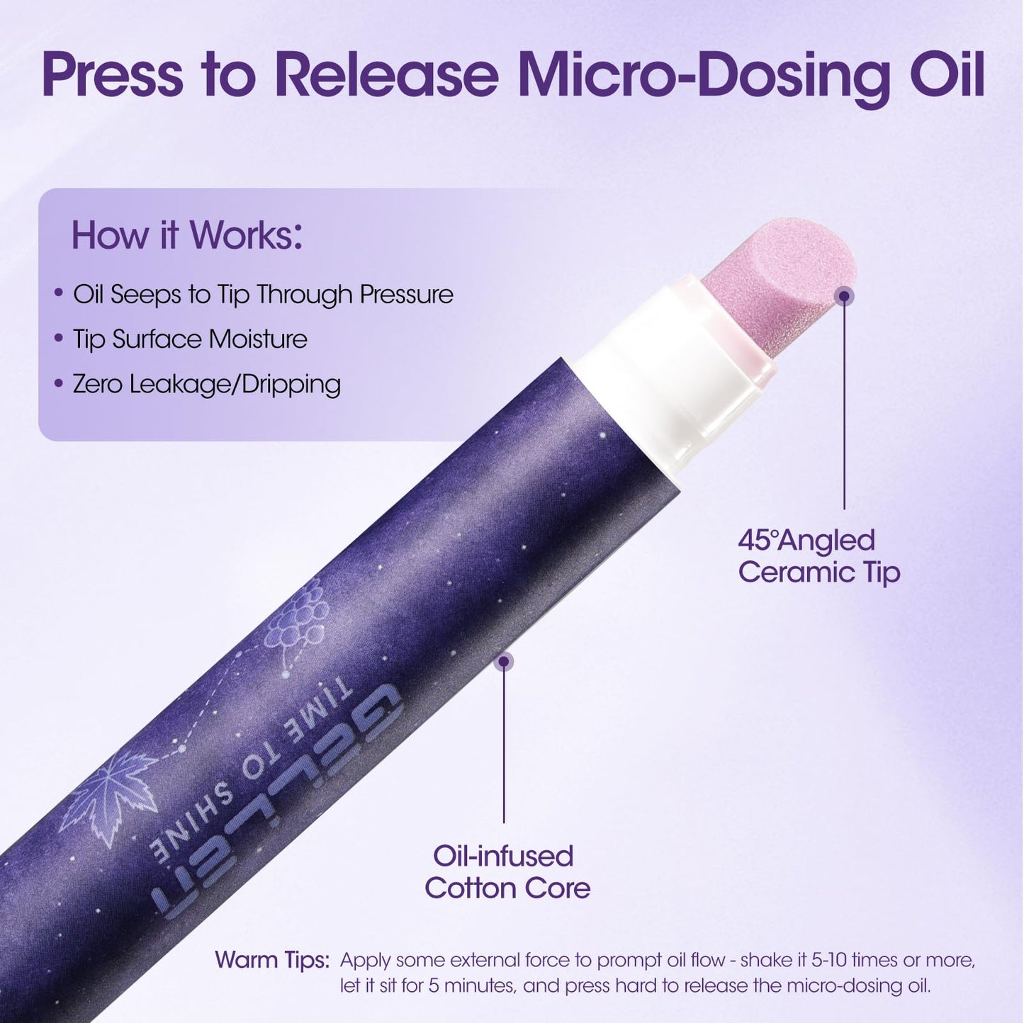 Gellen 2Pcs Ceramic Cuticle Oil Pusher Pen, Grape & Rose Scent