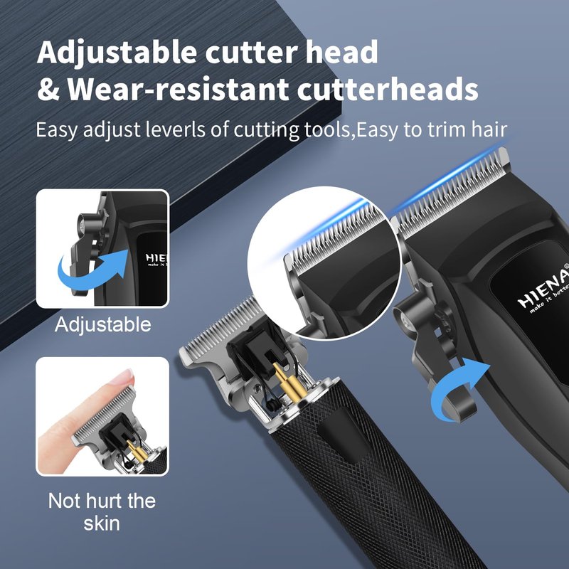 HIENA PRO Cordless Hair Clippers for Men, Professional Barber Kit - Beard Trimmer, Aluminum Foil Shaver, Nose Trimmer, 10 Limit Combs - Fast Charge, Smart LED Display (Clippers/Trimmer)
