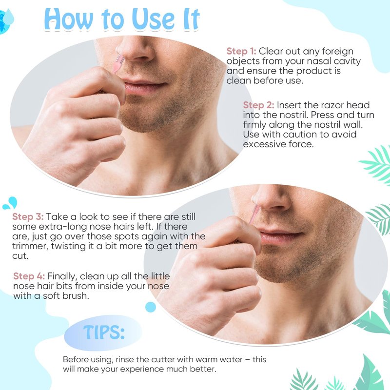 Lanties 24 Pcs 2-in-1 Nasal Hair Cutter Double Sided Nose Hair Trimmer Bulk for Women Men Portable 360° Rotating Manual Nose Nasal Knife Soft Cleaning Brush Box Package Multicolor