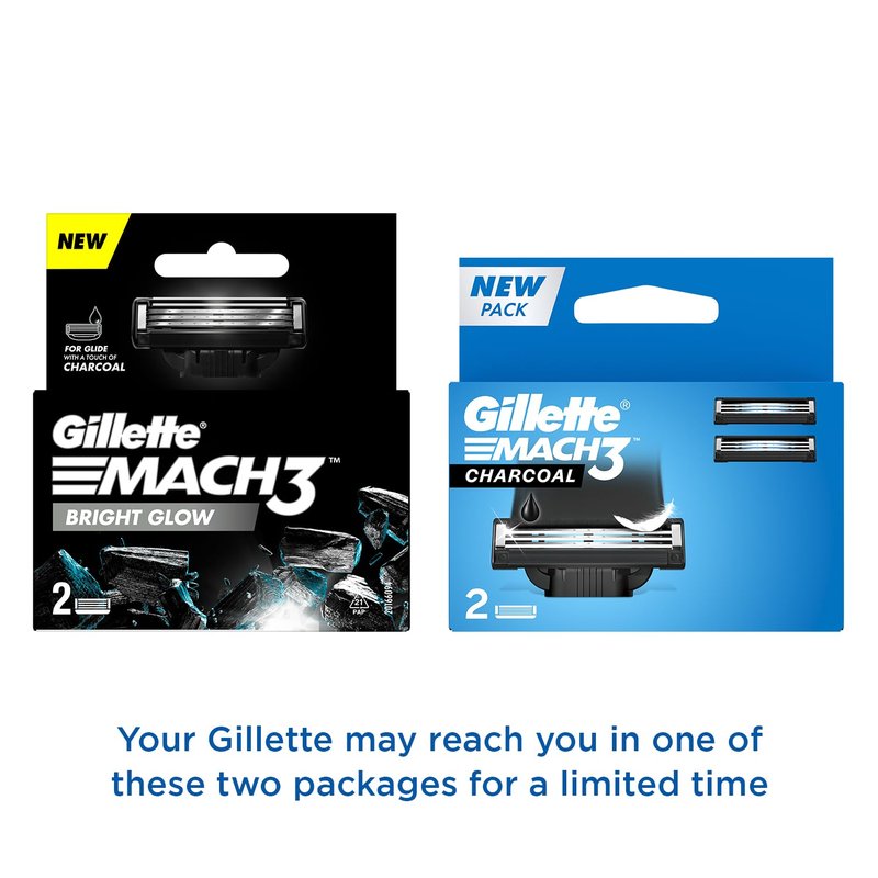 Gillette Mach3 Charcoal Shaving Razor Blades - 2S Pack Count (Cartridge), Men