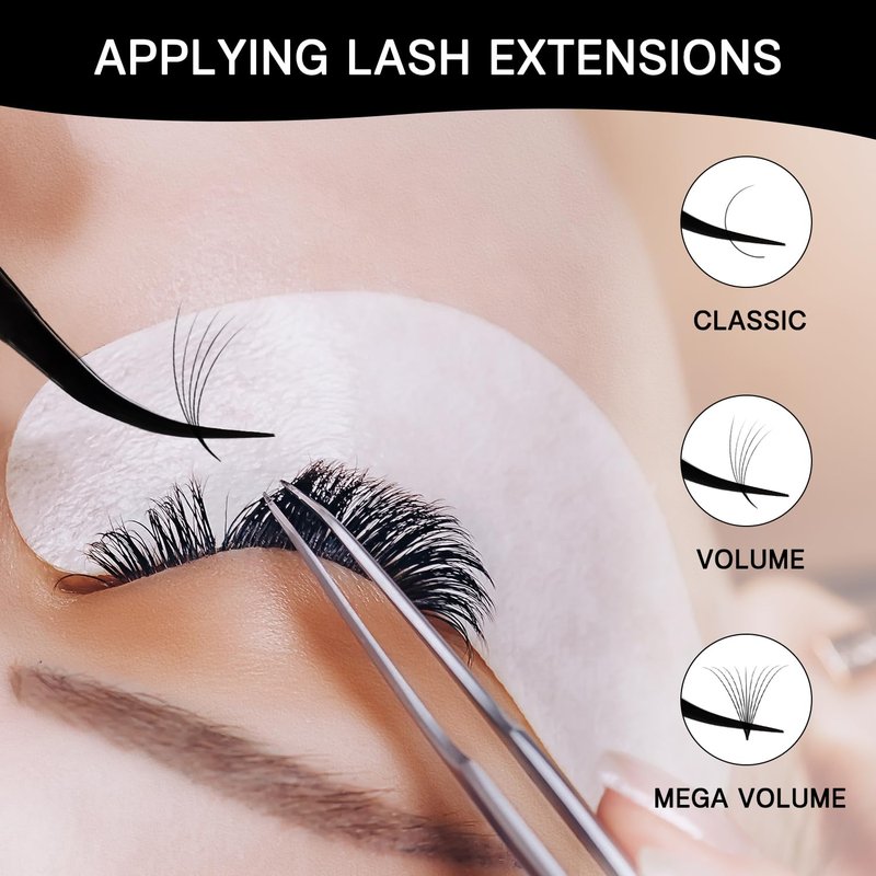 VAVALASH Lash Tweezers for Eyelash Extensions, Fiber Tip Diamond Grip Isolation Tweezers, Professional Precision Black Lash Tweezers for Volume & Classic Lashes
