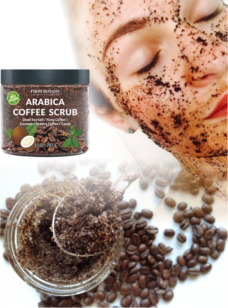 Natural Arabica Coffee Scrub - Organic Coffee & Shea Butter for Acne, Cellulite, Stretch Marks | 10 oz