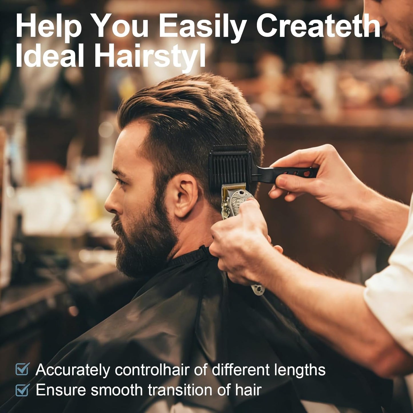 4-in-1 Detachable Fade Comb Set for Men’s Hairstyling - Compatible with Clippers & Scissors | Ideal for Home & Salon Use